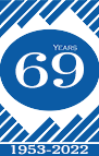 An icon of 66 years badge